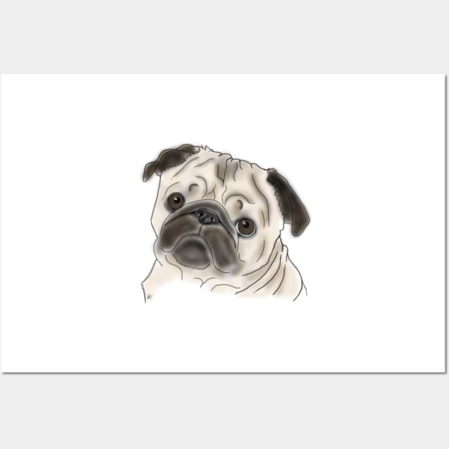 George the Grumpy Pug Wall Art by freddyhlb